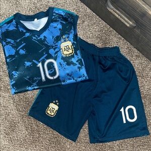 Blue Soccer Jersey and Shorts Set